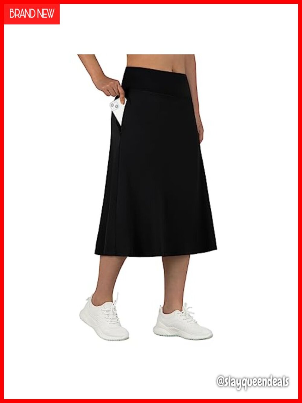 Women's High Waisted Midi Skort with Pockets Athletic Tennis Running Skirt 28"